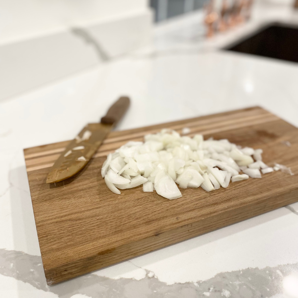 onions on a cutting board 