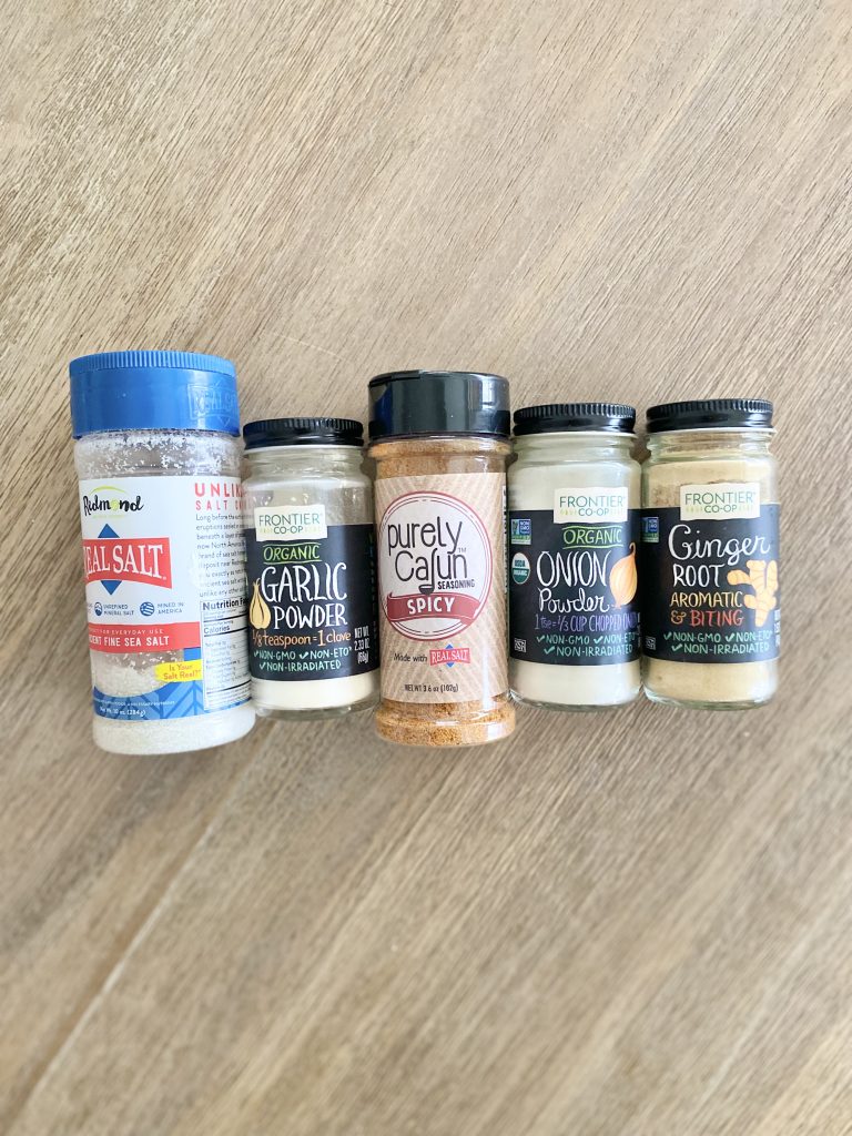 spices and salt on a table