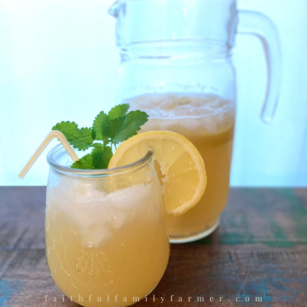 homemade herbal lemonade on a table 