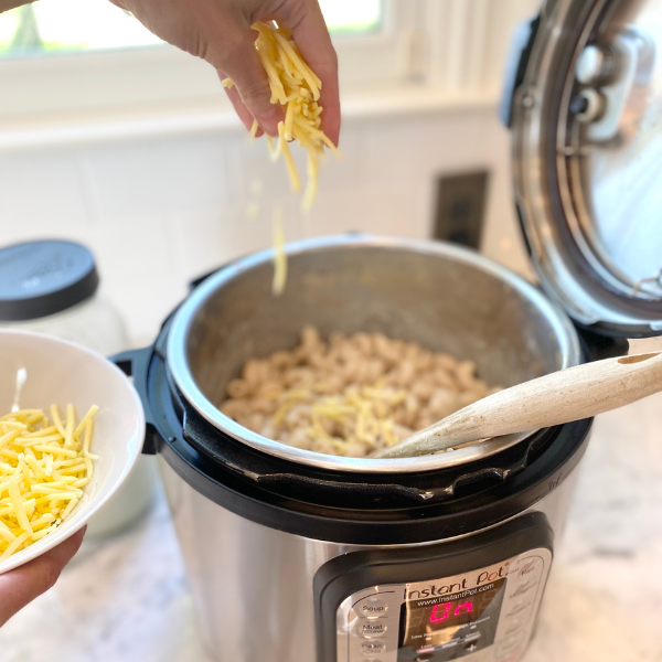 cheese sprinkling into instant pot