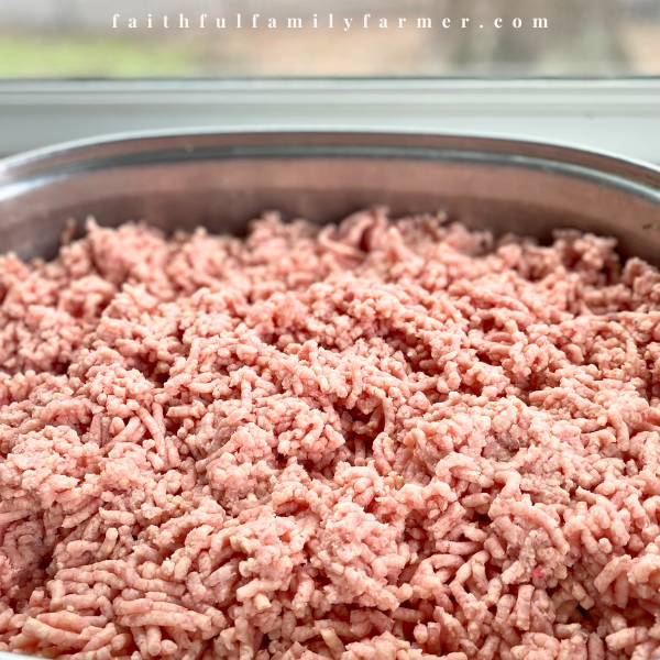 rabbit ground meat in a pan